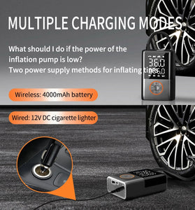 150Psi Cordless Air Pump Portable Car Air Pump Dual Screen Display 4000mAh Car Electric Tire Inflatable Pump for Car Motorcycle Bicycle Ball