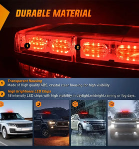48 LED Magnetic Emergency Strobe Lights Roof Top Car Safety Warning Flashing Light 12V/24V Amber Stroboscopes Trucks Police Lamp