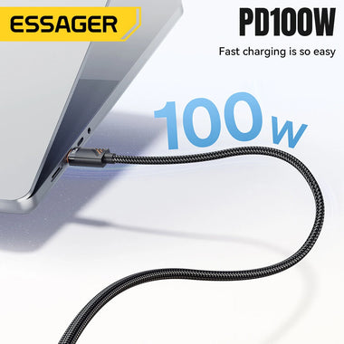 ESSAGER ES-X66 PD100W Type-C to Type-C+iP Cable Fast Charging Data Transmission Tin-plated Copper Core Line 1.2M Long for iPhone 16 16 Pro 15 14 13 Pro Max for Huawei Pura X for Xiaomi 15 Ultra for Samsung Galaxy S25 Ultra