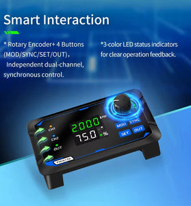 JUNCTEK Dual-Channel PWM 150 SqW Pulse Signal Generator Adjustable Frequency 1Hz-150kHz 0%-100% Duty Cycle 360 Phase Control Servo Motor Drive Portable Compact Design