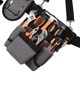12 Pockets Tool Bag Belt 1 Hammer Holder Ergonomic Design High Durability Polyester Nylon for Electricians Carpenters Mechanics Gardeners