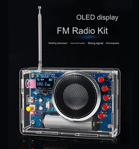 OLED Display Radio Kit 87-108MHz with 18650 Rechargeable Battery Advanced RDA5807 Module Automatic Station Search High Sensitivity Noise Cancellation Portable