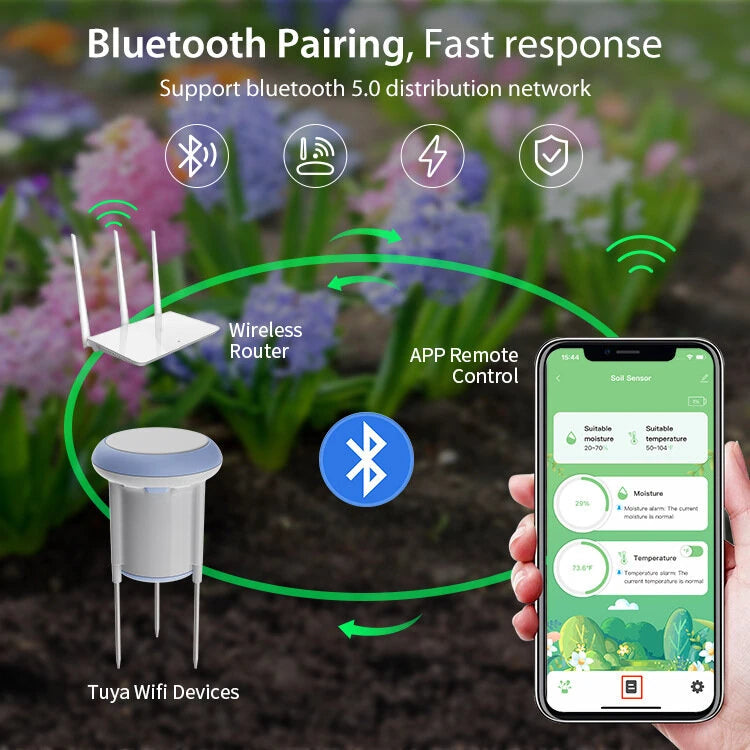 NEO Wireless WIFi Soil Sensor Support Soil Moisture Temperature Smart Home Solar Soil Sensor for Garden Flower Plant