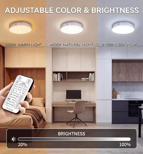 Elfeland Motion Sensor Rechargeable LED Ceiling Light 10000mAh 3 Colors Temperature Adjustable Ceiling Lamp with Remote Control
