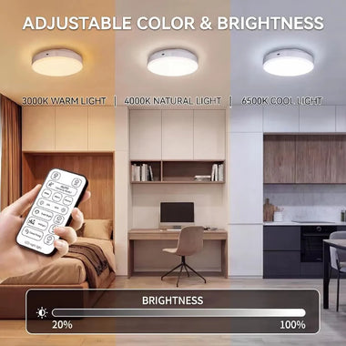 Elfeland Motion Sensor Rechargeable LED Ceiling Light 10000mAh 3 Colors Temperature Adjustable Ceiling Lamp with Remote Control