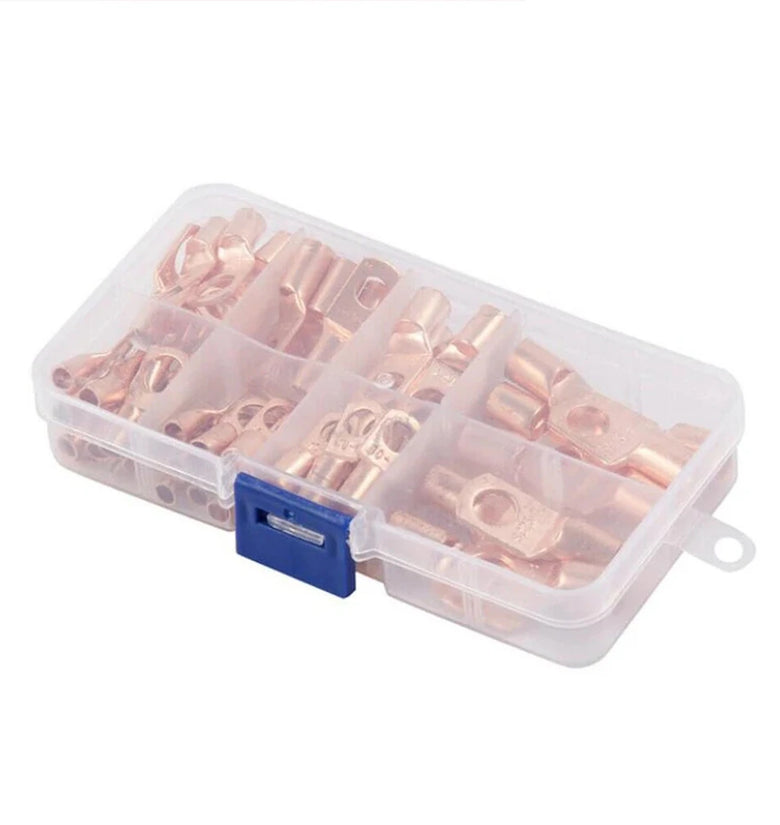 60pcs Wire Lug Copper Ring SC6-25 Copper Connectors Bare Cable Electric Crimp Terminal Connector Kit