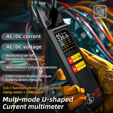 BSIDE U5 Digital Clamp Multimeter True RMS TFT Screen AC DC Voltage Current Tester Non-Contact Voltage Detection Rechargeable Multimeter Professional Electricity Measurement Tool