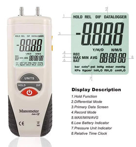 HTI HT-1890 Gas Pressure Gauge Manometer Handheld Digital Manometer Data Hold Medidor Presion