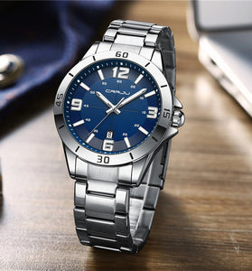 CRRJU Luxury Men's Business Watches Fashion Stainless Steel Quartz Watches Auto Date Luminous Steel Bracelet Wristwatch