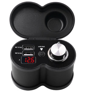 Motorcycle Waterproof Dual USB Charger with Real-Time Voltage Monitoring 12V-24V Motorcycle Handlebar Charger
