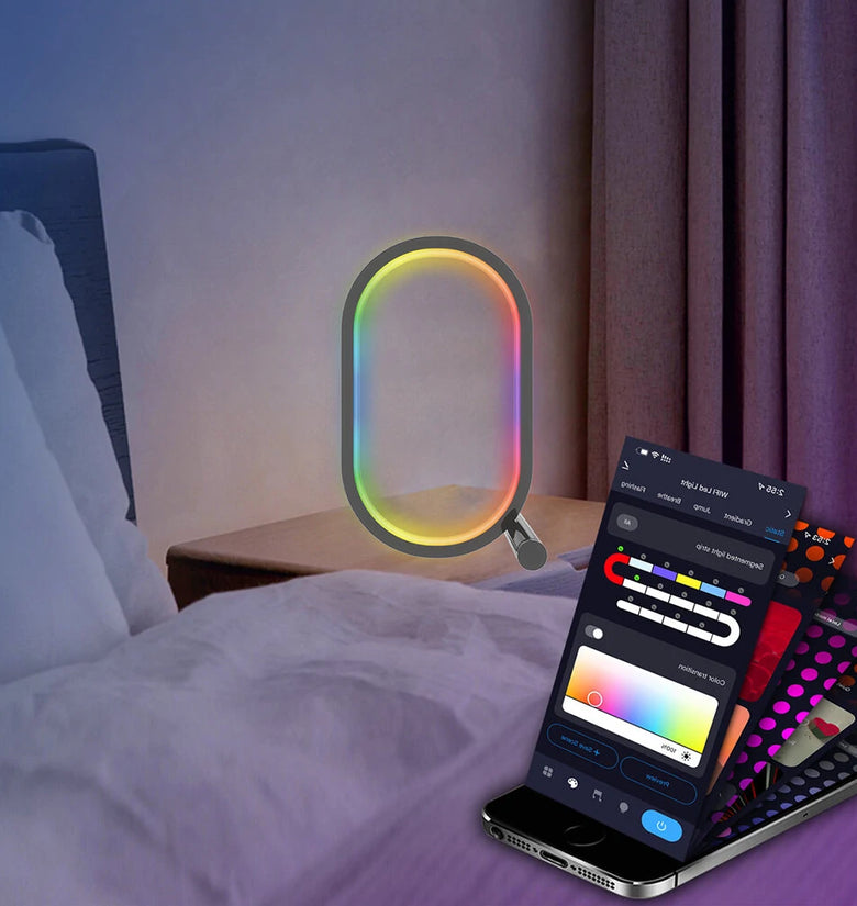 WIFI Smart LED Desktop Ambient Night Light RGBIC USB Desk Lamp with App Dimmable Color Change for Bedroom Game Room Study