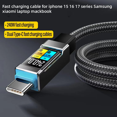 PD240W Type-C to Type-C Cable PD Fast Charging Data Transmission Copper Core Line 1.5M Long for iPhone 17 17Pro 16 Pro Max 15 for Xiaomi 17pro for Huawei Mate XTs for OPPO for VIVO