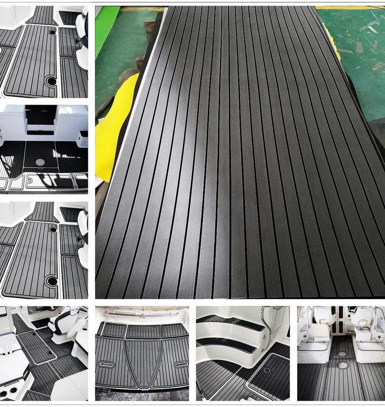 ELuto 240cm x 90cm x 6mm Marine Boat Flooring Faux Teak EVA Foam Boat Decking Sheet Waterproof Gray