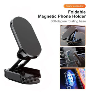 Universal Car Magnetic Mobile Phone Holder Metal Folding Car Mount Magnetic 360 Adjustable Rotating Phone Mount Height Adjustable Positioning Rotating