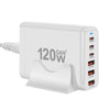 [GaN Tech] 120W 6-Port USB PD Charger 3USB-A+3USB-C Fast Charging Desktop Charging Station EU Plug for iPhone 15 14 13 for Huawei Pura 70 Ultra for Xiaomi 14pro for Samsung Galaxy S24