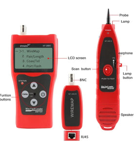 NOYAFA NF-308S Network Cable Tester Measure Length Wiremap Tester LCD Display Cable Tracker RJ45 RJ11 Network Tester Tools