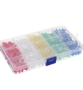 500pcs 5MM LED Diode Kit Mixed Color Red Green Yellow Blue White + BOX