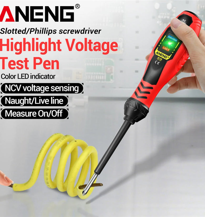 ANENG B18 Voltage Tester Pen Non Contact AC 450V LED Indicator Screwdriver Function Insulated Handle Live Neutral Line Detection