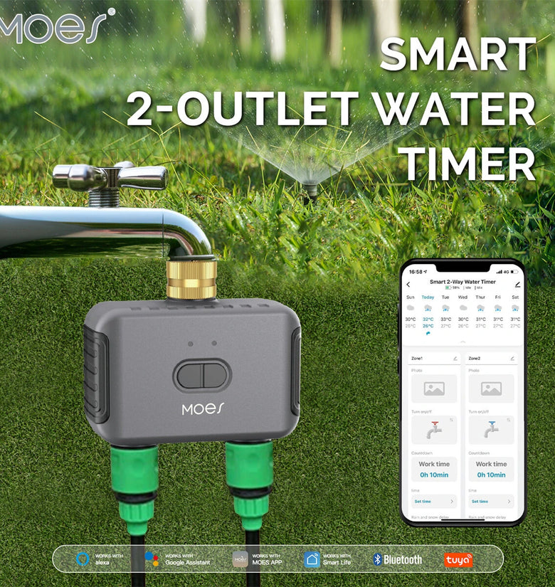 Tuya bluetooth Smart Garden Sprinkler Water Timer by 2 Way Rain Delay Filter Washer Programmable and Automatic Irrigation Controller for Garden Sprinkler Agriculture Forestry Valve