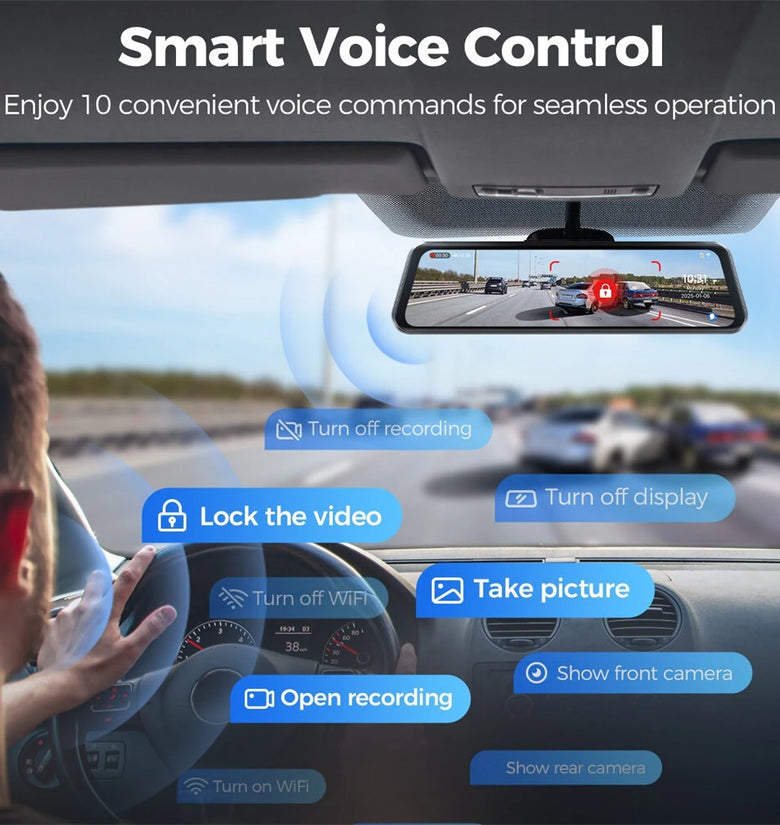 Azdome PG17Max Dual-Recording Dash Cam 4K UHD and 2.5K QHD Backup Camera 11.8Inch IPS Touchscreen Built-in GPS WiFi App Control ADAS Parking Monitor