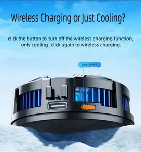 X106B 2-in-1 Wireless Charger Cooling Fan 15W Magnetic Fast Charging Back Clip Fan Radiator for Mobile Phone