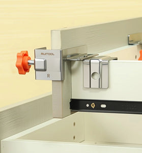 2pcs Adjustable Drawer Front Clamps Stainless Steel DIY Cabinet Assembly No Tools Needed Fits 10-30mm Panels Furniture Assembly