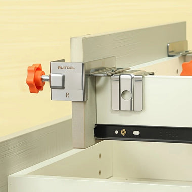 2pcs Adjustable Drawer Front Clamps Stainless Steel DIY Cabinet Assembly No Tools Needed Fits 10-30mm Panels Furniture Assembly