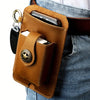Ekphero Men's Vintage Genuine Leather Belt Bag, Multifunctional Waist Bag with Key Hook, Mobile Phone Bag For Work Outdoor Sports