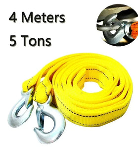 Heavy Duty 4M Car Tow Cable 5 Ton Trailer Rope Towing Pull Rope with Hooks Van Road Recovery Fluorescent Yellow