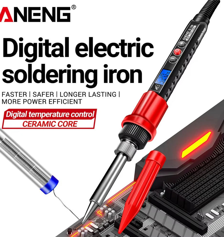 ANENG SL106 Electric Soldering Iron 60W Adjustable Temperature 180-520 Digital Display Ceramic Heating Core 110V/220V