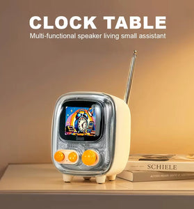 DIVOOM Tiivoo-2 Mini FM bluetooth Speaker Portable Retro TV Speaker 16 Core 40mm Full Range Horn Dual Core 24 bit DSP Chip Digital Phone Album Radio Function Alarm Clock Wireless Desktop Speaker Radios