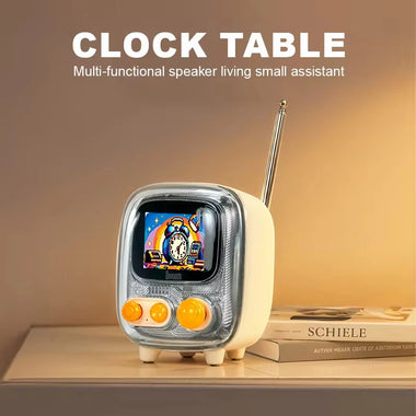 DIVOOM Tiivoo-2 Mini FM bluetooth Speaker Portable Retro TV Speaker 16 Core 40mm Full Range Horn Dual Core 24 bit DSP Chip Digital Phone Album Radio Function Alarm Clock Wireless Desktop Speaker Radios