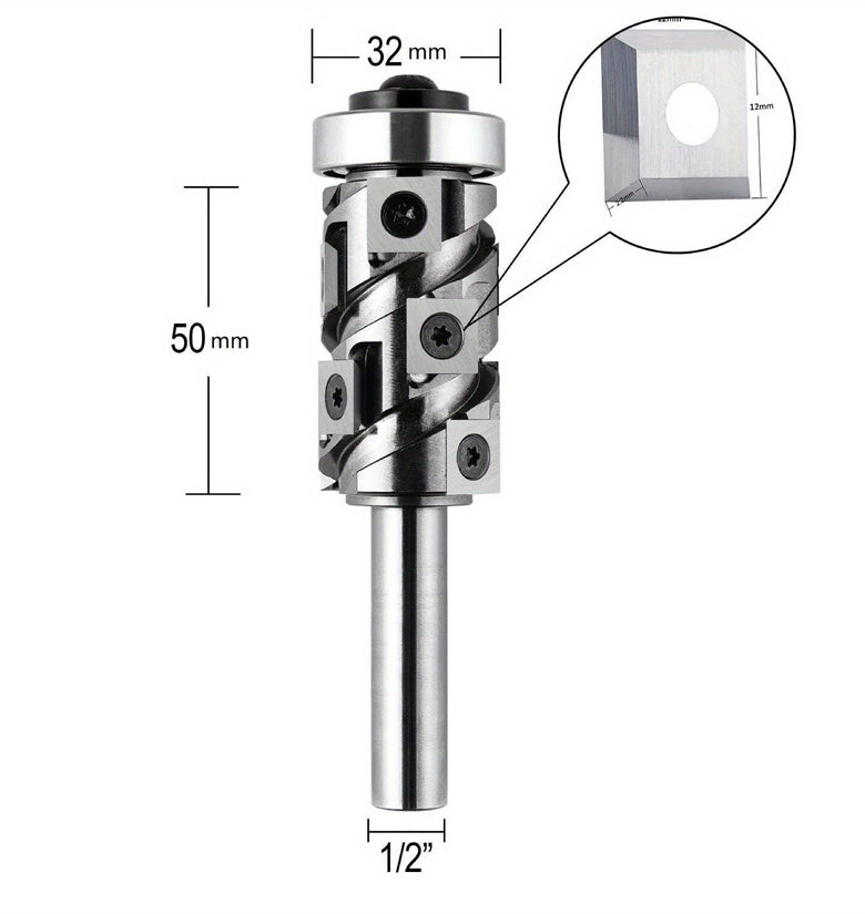 Carbide Insert Flush Trim Router Bit 32mm Dia 1/2