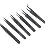 6PCS ESD10-15MM Stainless Steel Tweezers Industrial Curved Straight Repair Tools Tweezers