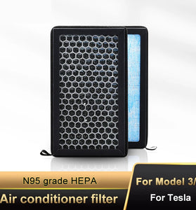 Air Filter N95 Grade HEPA Activated Carbon Honeycomb Mesh Advanced Filtration Clean Air Removal of Odors for Tesla Model 3/Y 2016-2024