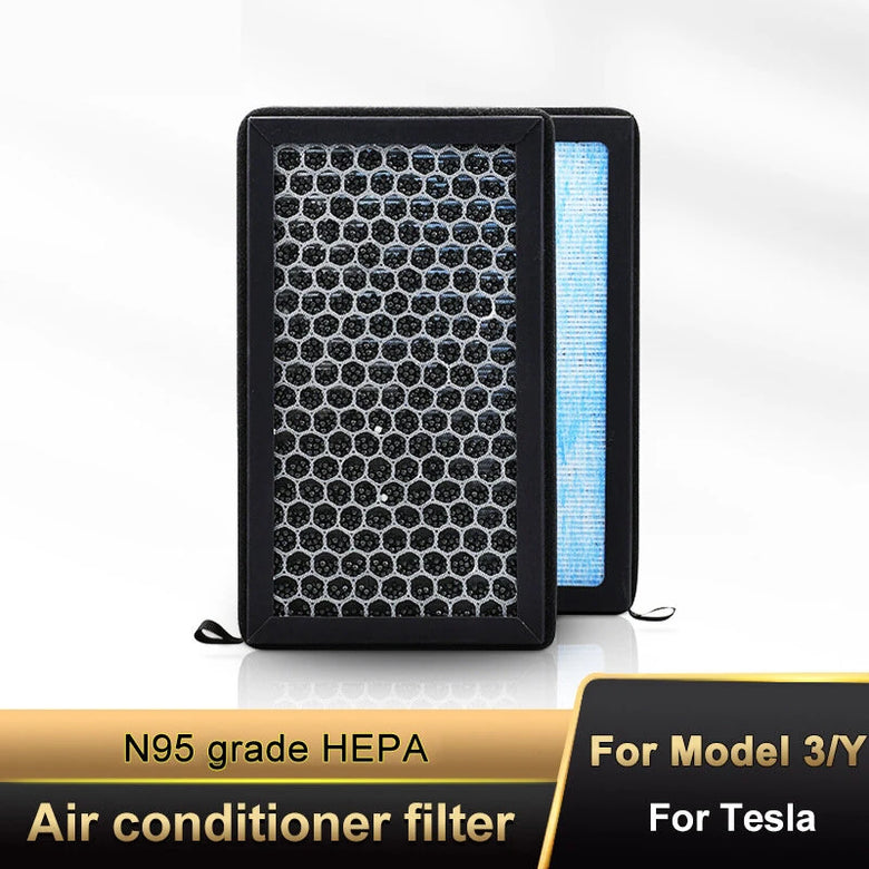 Air Filter N95 Grade HEPA Activated Carbon Honeycomb Mesh Advanced Filtration Clean Air Removal of Odors for Tesla Model 3/Y 2016-2024