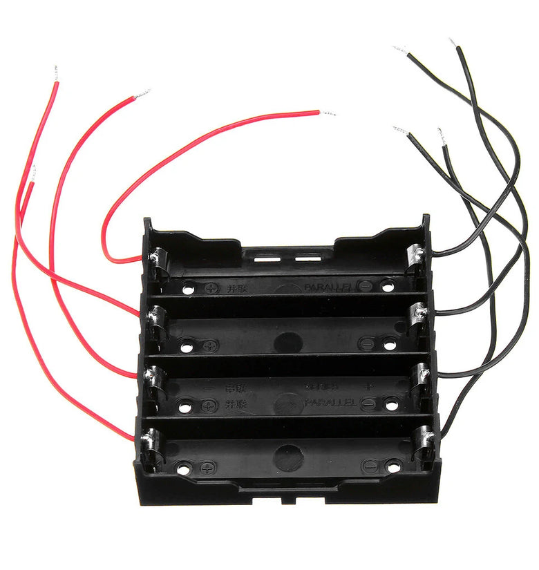 DIY 4 Slot 18650 Battery Holder With 8 Leads