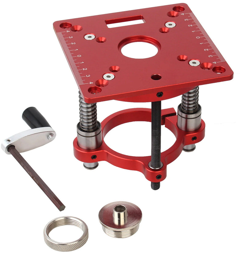 Precision Router Lift Kit with Router Table Insert Plate Max Lifting 70mm Woodworking Engraving DIY Tools for 64-66mm Diameter Motors