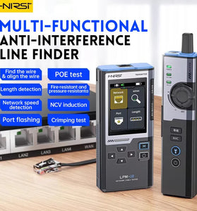 FNIRSI LPM-10A Multifunction Network Cable Tester Anti-Interference Line Finder POE Test NCV Detection High Definition Screen Length Measurement RJ45 Port Flashing
