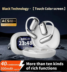 YYK-Q16Pro AI Dialogue Translation Earbuds bluetooth 5.4 Earphone OWS Wireless ANC Earphone 35dB Noise Cancelling LCD Touch Screen Coaxial Dual Unit 40H Playback Earhooks Sports Headphones