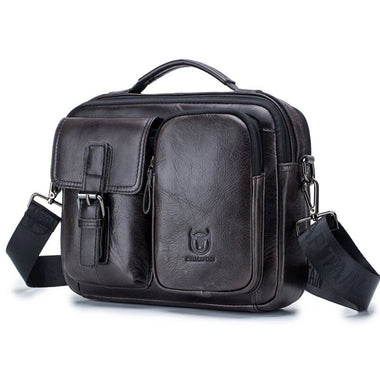 BULLCAPTAIN Genuine Leather Mens Shoulder Bag Business Crossbody Bag Male Briefcase Messenger Bag Men's Casual Handbags Vintage Flap Clutch Purse Tote