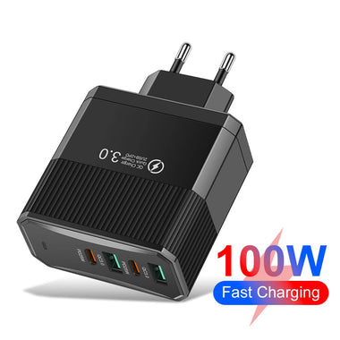 BK304-2A2C 100W 4-Port USB PD Charger 2USB-A+2USB-C PD QC3.0 Fast Charging Wall Charger Adapter EU Plug US Plug for iPhone 16 16 Pro 15 14 13 for Xiaomi 15pro for Samsung Galaxy Z Flip6 for Huawei Mate 70