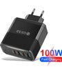 BK304-2A2C 100W 4-Port USB PD Charger 2USB-A+2USB-C PD QC3.0 Fast Charging Wall Charger Adapter EU Plug US Plug for iPhone 16 16 Pro 15 14 13 for Xiaomi 15pro for Samsung Galaxy Z Flip6 for Huawei Mate 70
