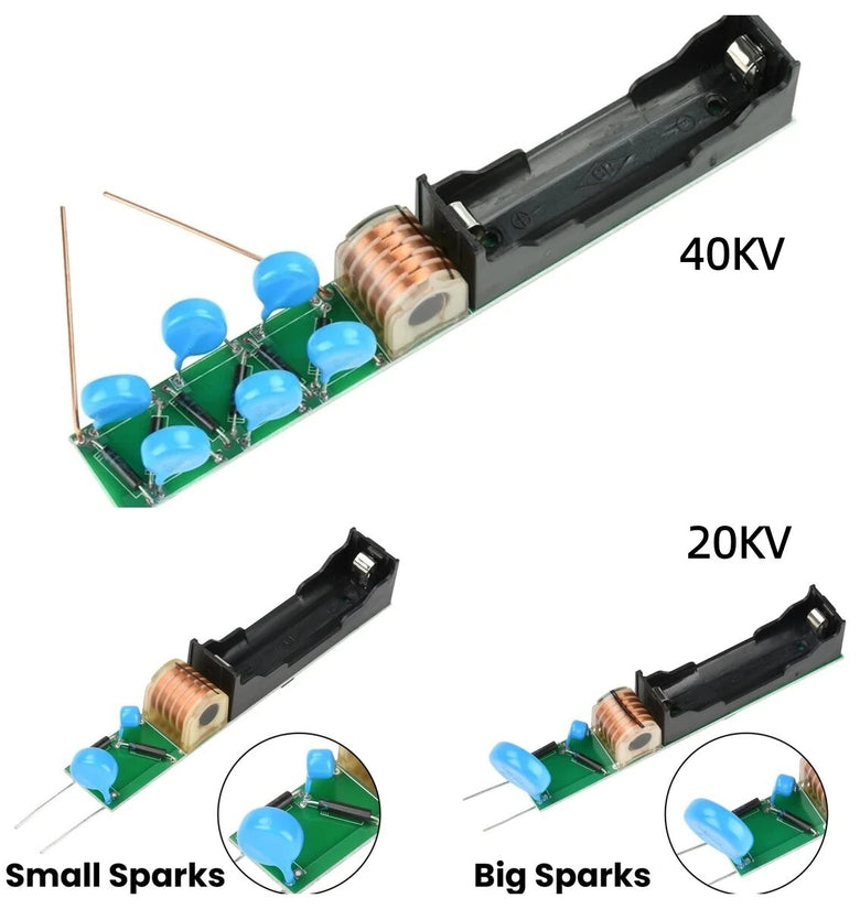 High Voltage Module 20KV 40KV Adjustable Output Compact Design Lithium Battery Powered Boost Coil Powerful Pulse Discharge Suitable for Experimental Equipment and High Power Applications