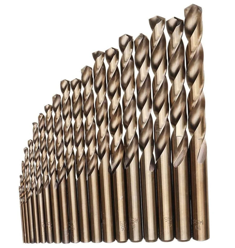 Drillpro M35 Cobalt Drill Bit Set HSS-Co Jobber Length Twist Drill Bits with Metal Case for Stainless Steel Wood Metal Drilling