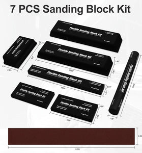 7pcs Sanding Block Kit EVA Foam Wet Dry Sandpaper for Woodworking Automotive Car Bodywork