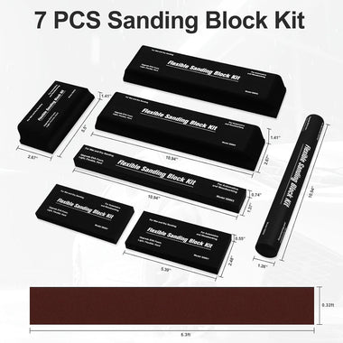 7pcs Sanding Block Kit EVA Foam Wet Dry Sandpaper for Woodworking Automotive Car Bodywork
