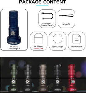 Manker MC13 II SE 4500LM High Lumens Rechargeable Flashlights 665 Meters Super Bright Magnetic LED Torch 18350/18650 Battery Convertible Extendable Body Design for Emergencies Camping Searching