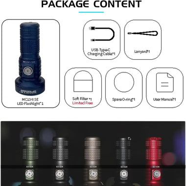 Manker MC13 II SE 4500LM High Lumens Rechargeable Flashlights 665 Meters Super Bright Magnetic LED Torch 18350/18650 Battery Convertible Extendable Body Design for Emergencies Camping Searching