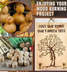 DIY Wood Burning Set and 26 Letters Copper Mold Carving Pyrography Pen Tips Stencil Soldering Iron Wood Burning Tool